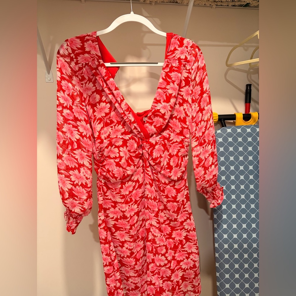 julia jordan Red & Pink Floral Wrap Mini Dress